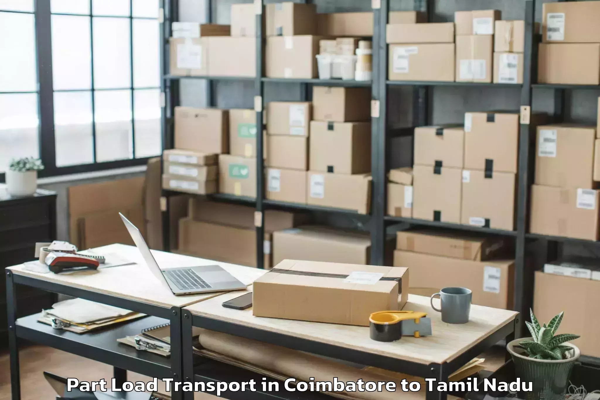 Top Coimbatore to Thanjavur Airport Tjv Part Load Transport Available